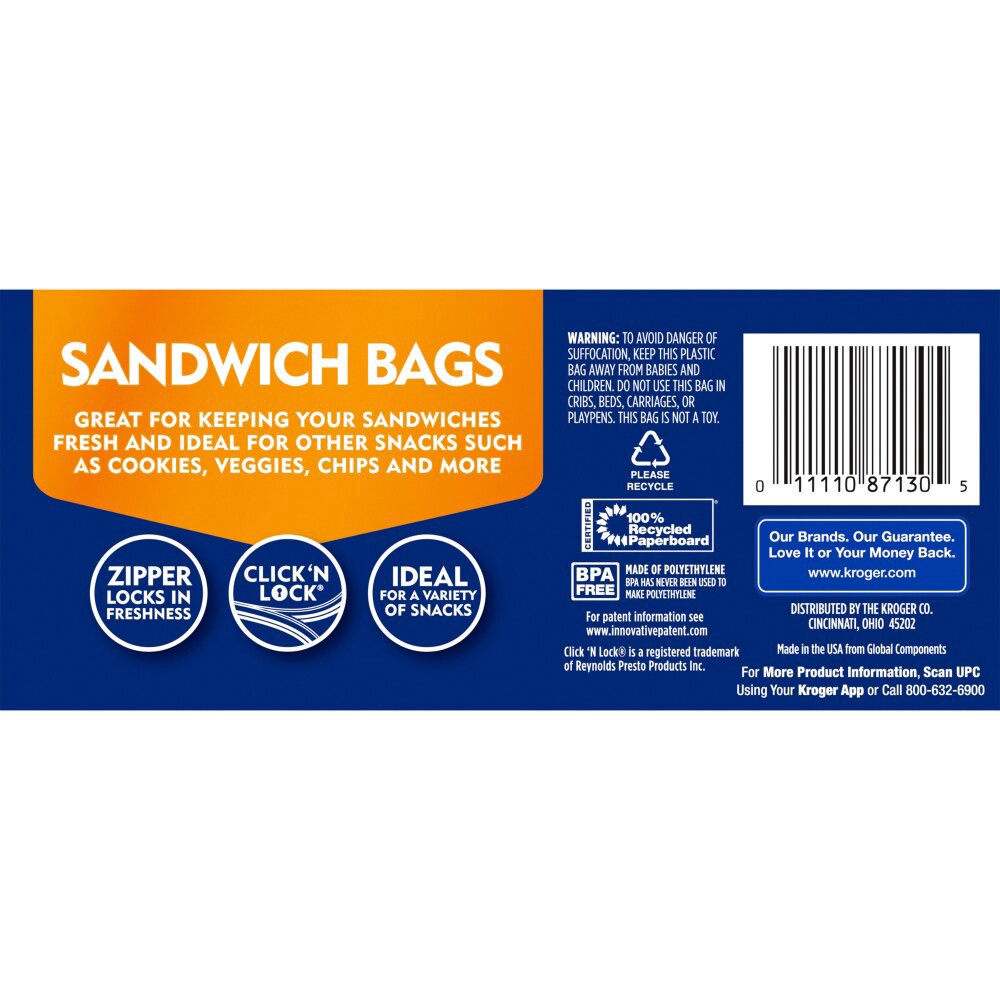 slide 2 of 4, Kroger Home Sense Zipper Sandwich Bags, 90 ct