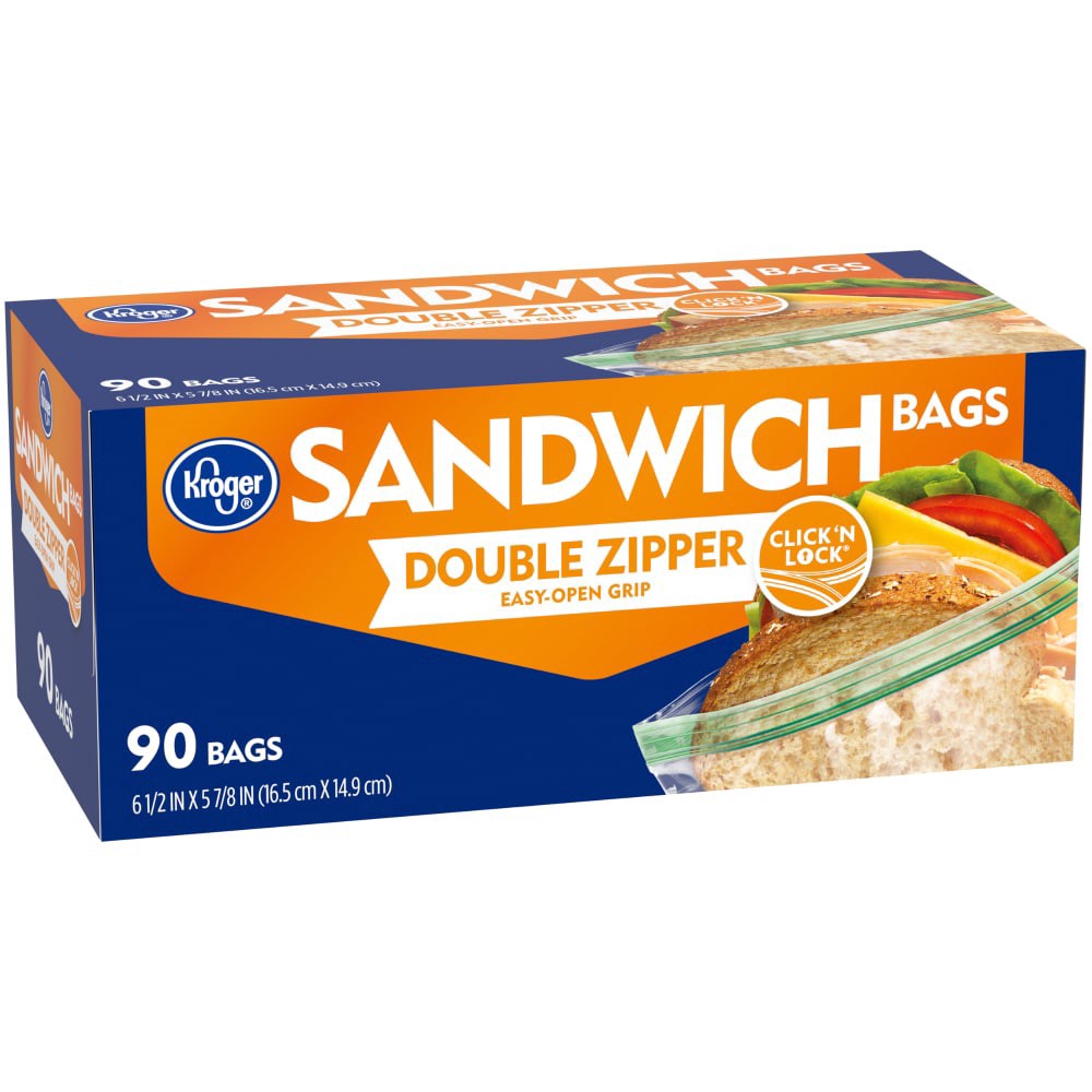 slide 4 of 4, Kroger Home Sense Zipper Sandwich Bags, 90 ct