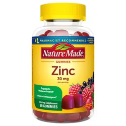 Nature Made Extra Strength Zinc Supplements 30 mg, Dietary Supplement for Immune Health and Antioxidant Support, 60 Zinc Gummies, 30 Day Supply