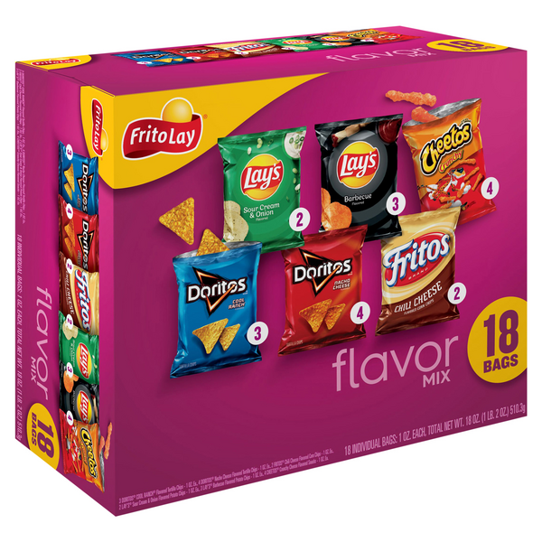 slide 1 of 1, Frito-Lay Flavor Mix Variety Pack, 18 ct