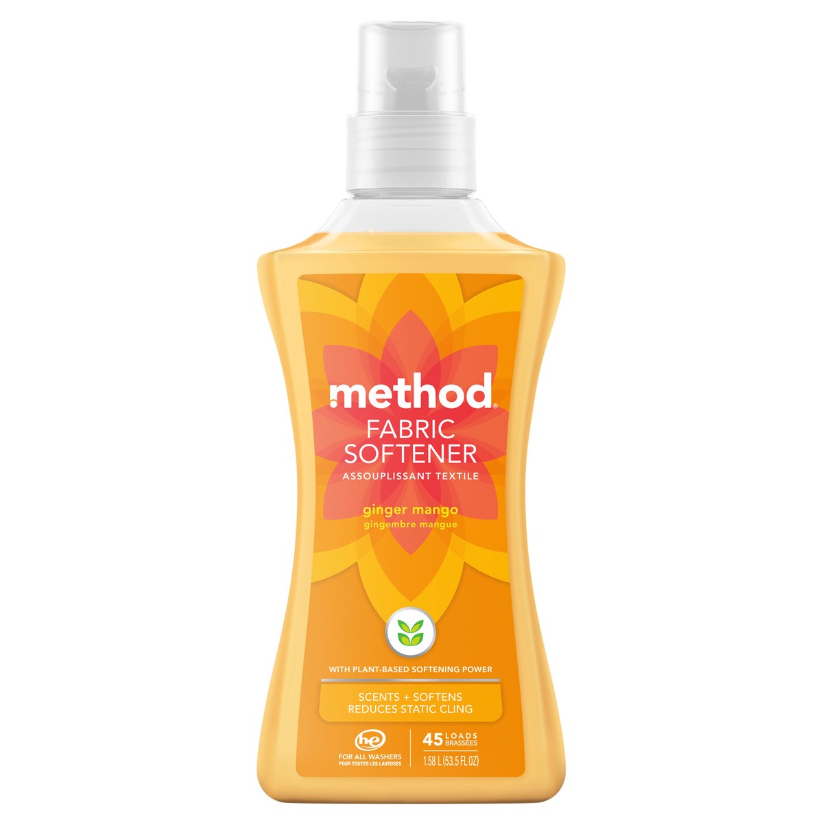 slide 1 of 3, method Fabric Softener, Ginger Mango, 53.5 Ounces, 45 Loads, 53.5 fl oz