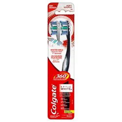 Colgate 360 Optic White Advanced Soft Adult Manual Toothbrush, 2 pk