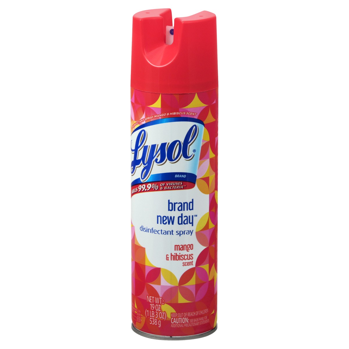 slide 6 of 9, Lysol Disinfectant Spray, Sanitizing and Antibacterial Spray, For Disinfecting and Deodorizing, Brand New Day - Mango & Hibiscus, 19 Fl Oz., 19 oz