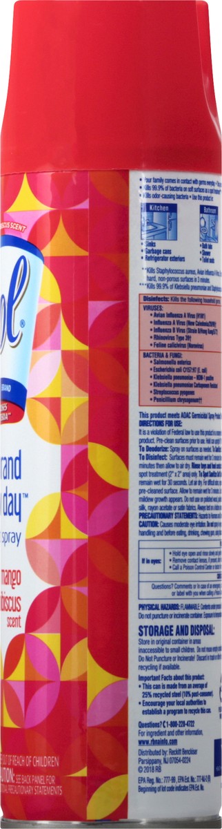 slide 3 of 9, Lysol Disinfectant Spray, Sanitizing and Antibacterial Spray, For Disinfecting and Deodorizing, Brand New Day - Mango & Hibiscus, 19 Fl Oz., 19 oz