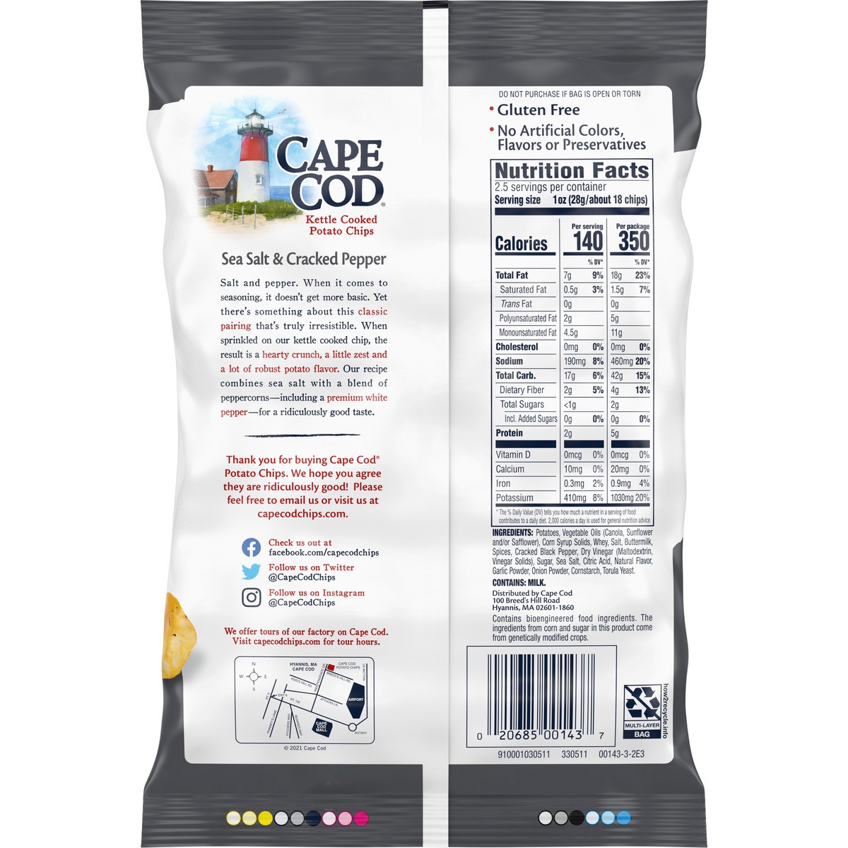 slide 3 of 9, Cape Cod Potato Chips, Sea Salt and Cracked Pepper Kettle Chips, 2.5 Oz, 2.5 oz