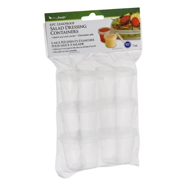 slide 1 of 1, StayFresh Leakproof Salad Dressing Containers, 6 pc