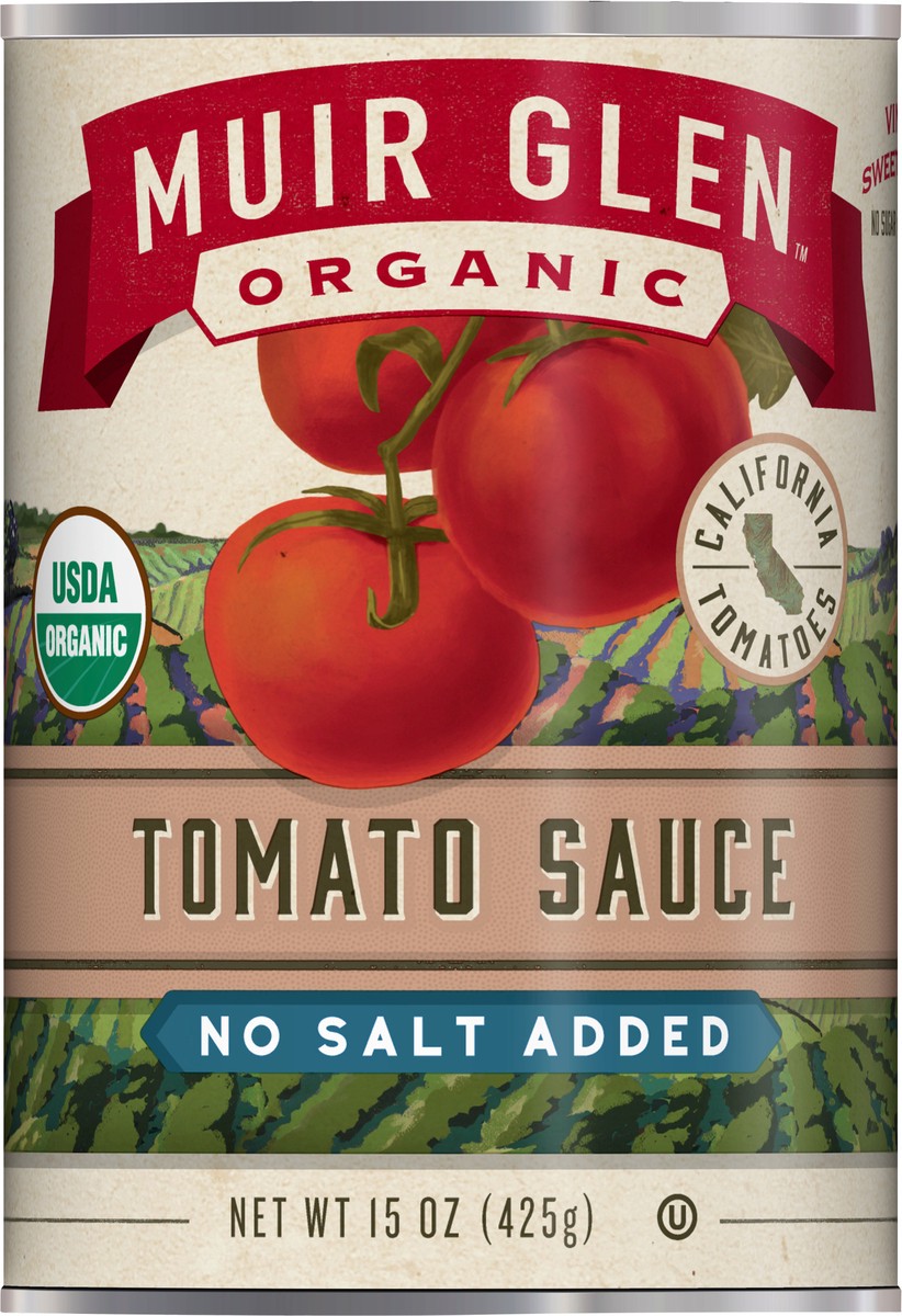slide 11 of 11, Muir Glen Canned Tomato Sauce, No Salt Added, 15 oz., 15 oz