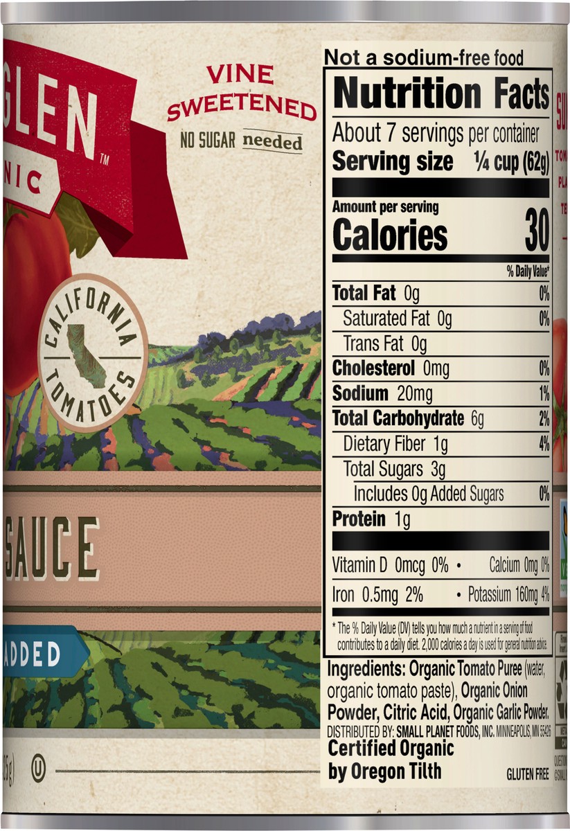 slide 10 of 11, Muir Glen Canned Tomato Sauce, No Salt Added, 15 oz., 15 oz