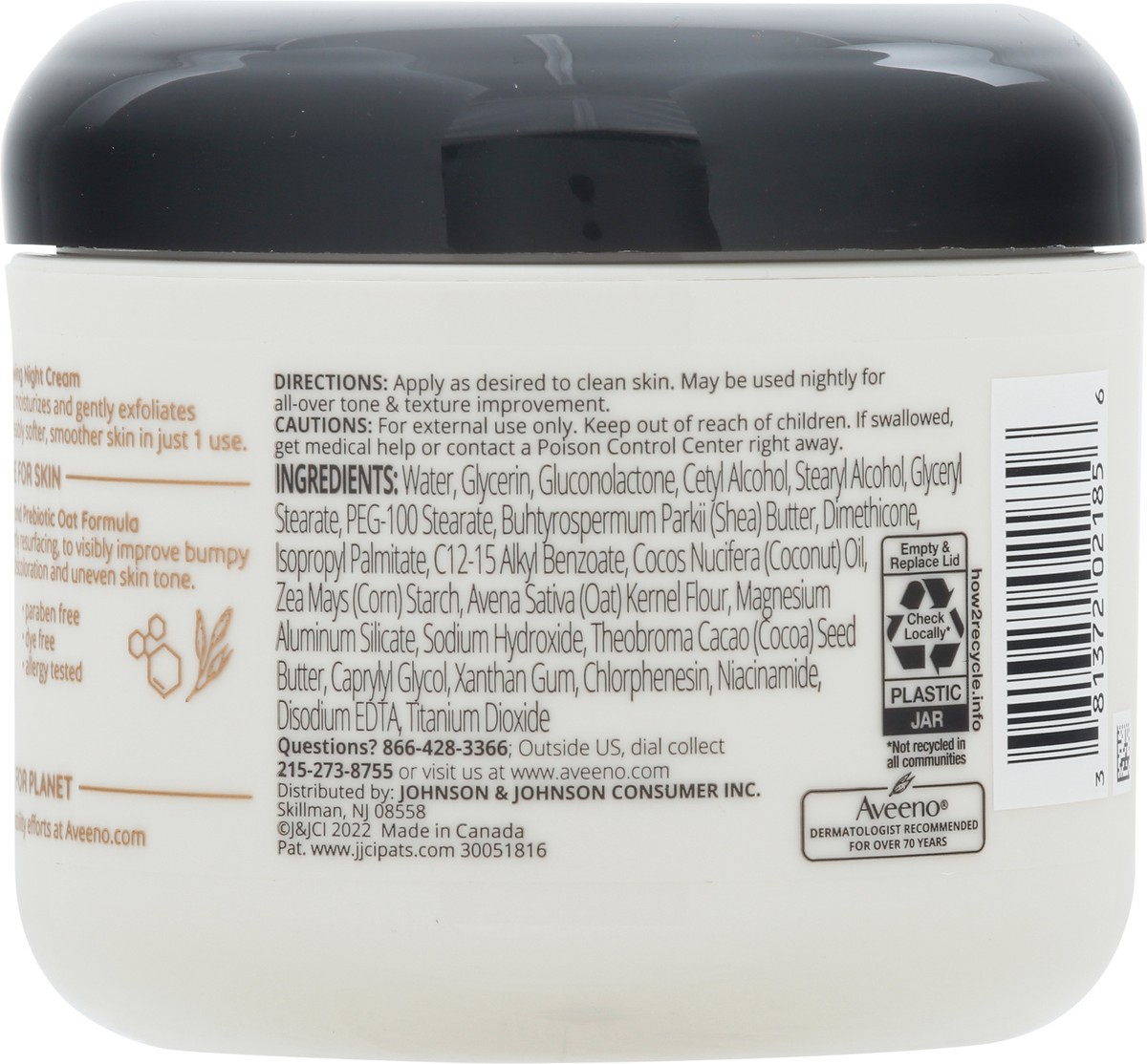 slide 5 of 9, Aveeno Tone + Texture Renewing Body Night Cream With Prebiotic Oat, Gently Exfoliates & Moisturizes Sensitive Skin, Instantly Softens & Smooths & Intensely Nourishes, Fragrance-Free, 8 oz, 8 oz