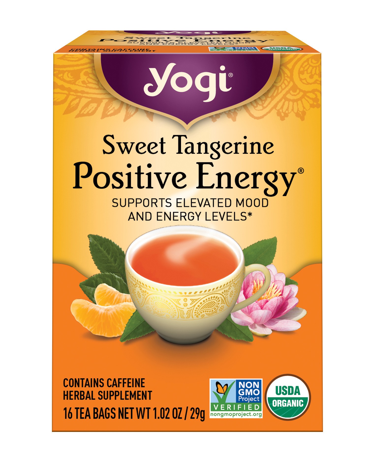 slide 1 of 9, Yogi Teas Organic Sweet Tangerine Positive Energy Tea, 16 ct
