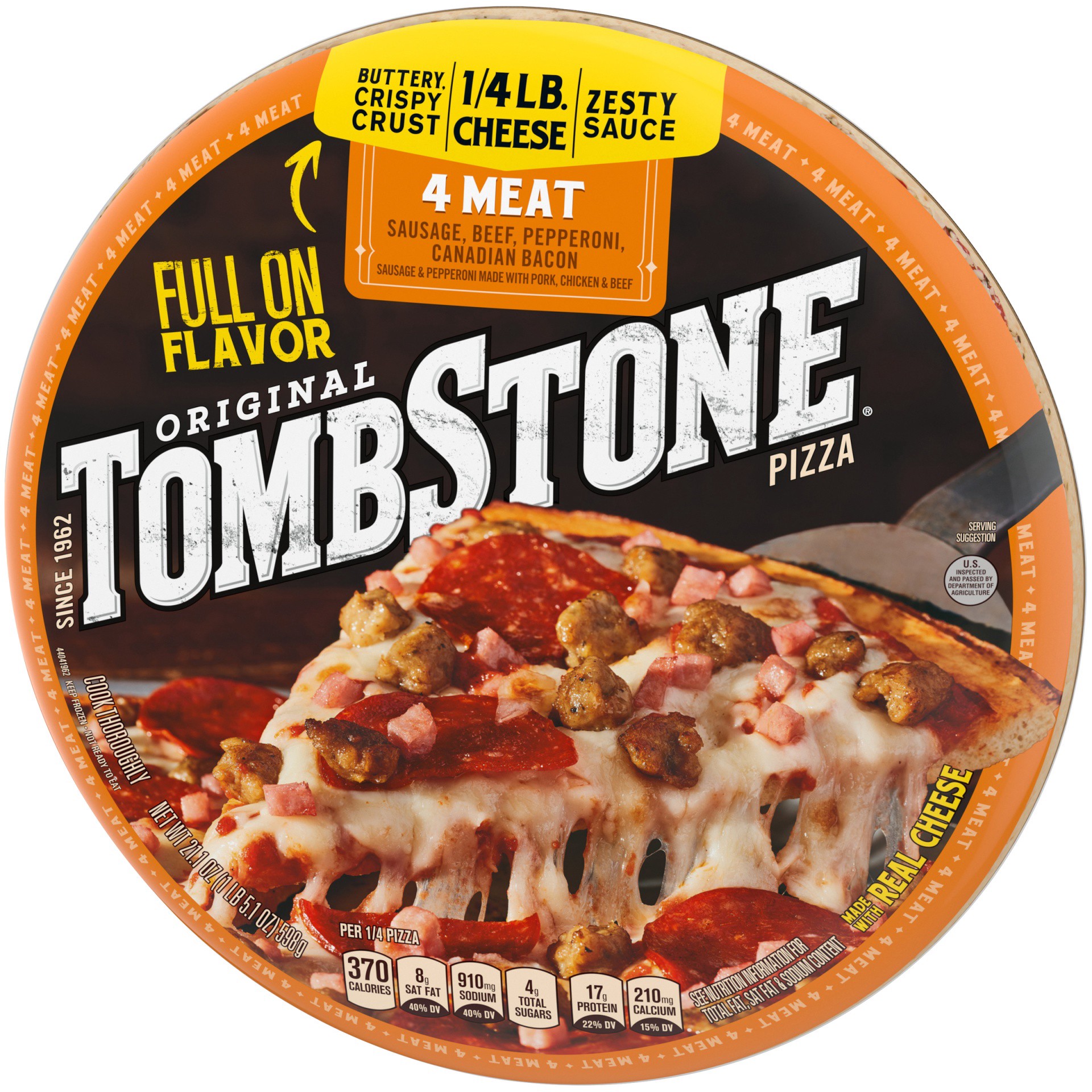 slide 8 of 10, Tombstone Four Meat Frozen Pizza, 21.21 oz