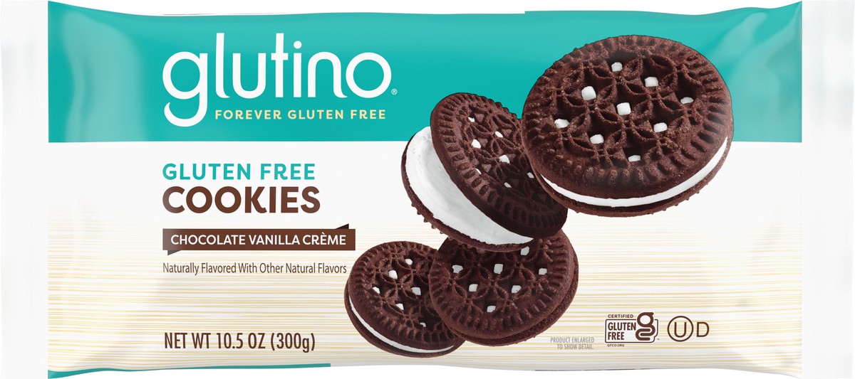 slide 7 of 7, Glutino Gluten Free Chocolate Vanilla Creme Cookies, 10.5 oz, 10.5 oz