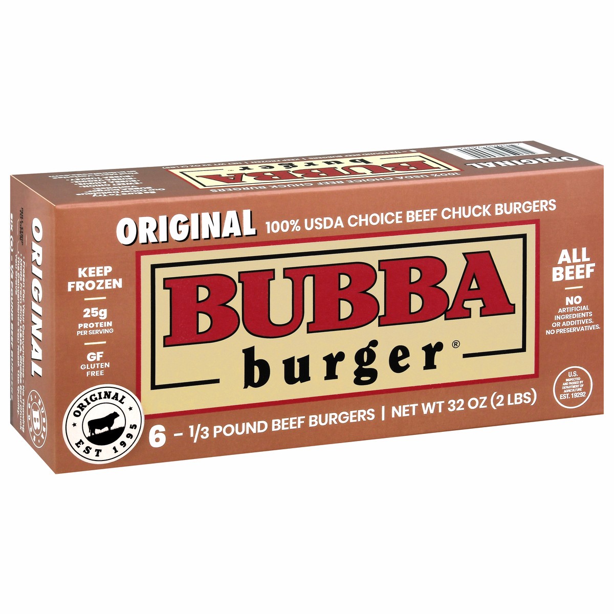 slide 2 of 9, BUBBA burger Original Beef 2lbs. 6 Burgers, 32 oz