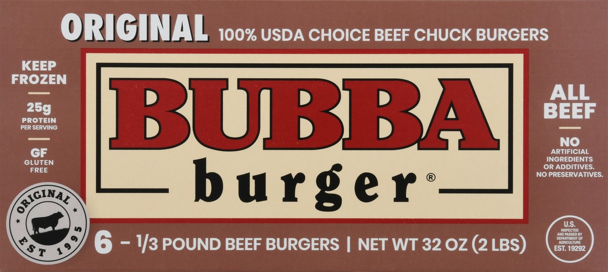 slide 6 of 9, BUBBA burger Original Beef 2lbs. 6 Burgers, 32 oz