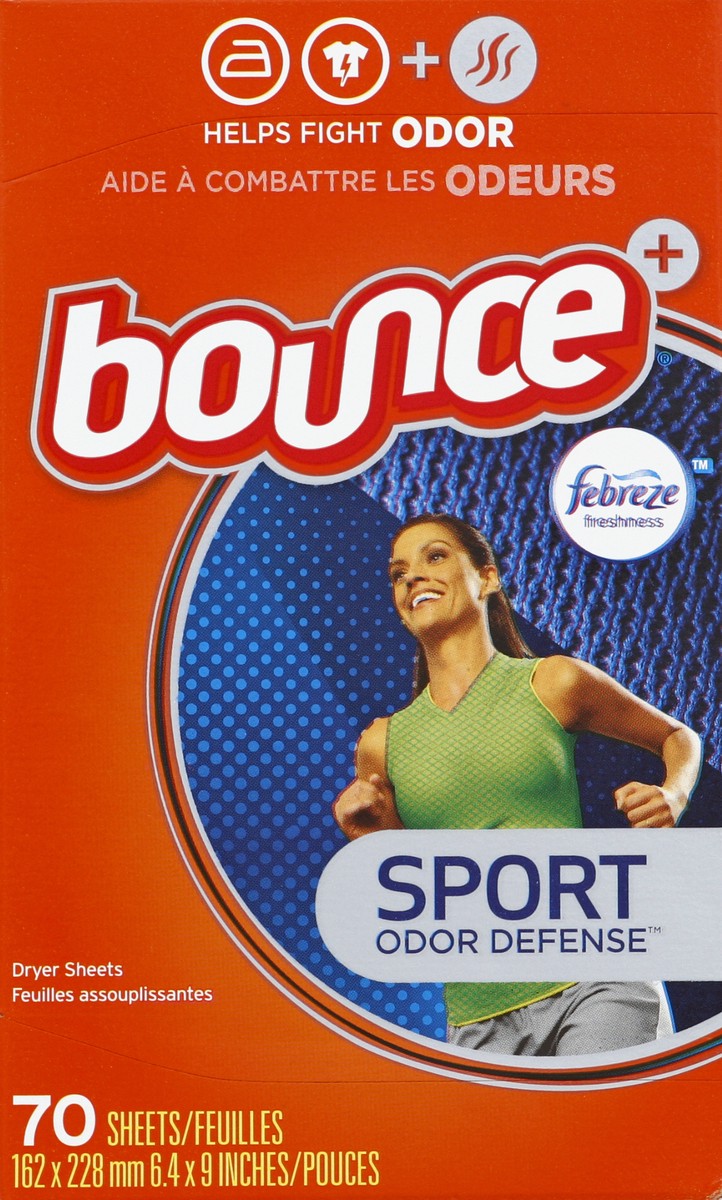 slide 4 of 5, Bounce Plus Febreze Sport Odor Defense Fabric Softener Dryer Sheets, 70 ct