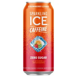 Sparkling ICE +Caffeine Zero Sugar Strawberry Citrus Flavored Sparkling Water 16 fl oz