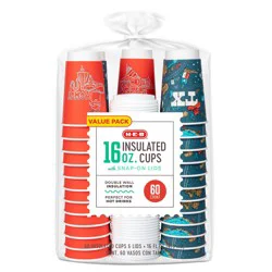 H-E-B Insulated 16 oz Disposable Coffee Cups with Snap-On Lids - Value Pack