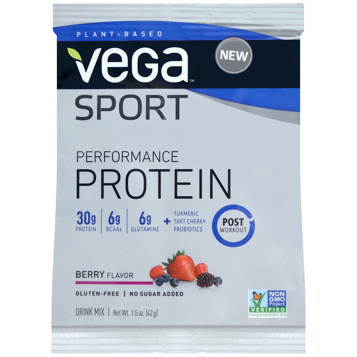 slide 1 of 1, Vega Sport Performance Protein Drink Mix Single, Berry, 1.5 oz