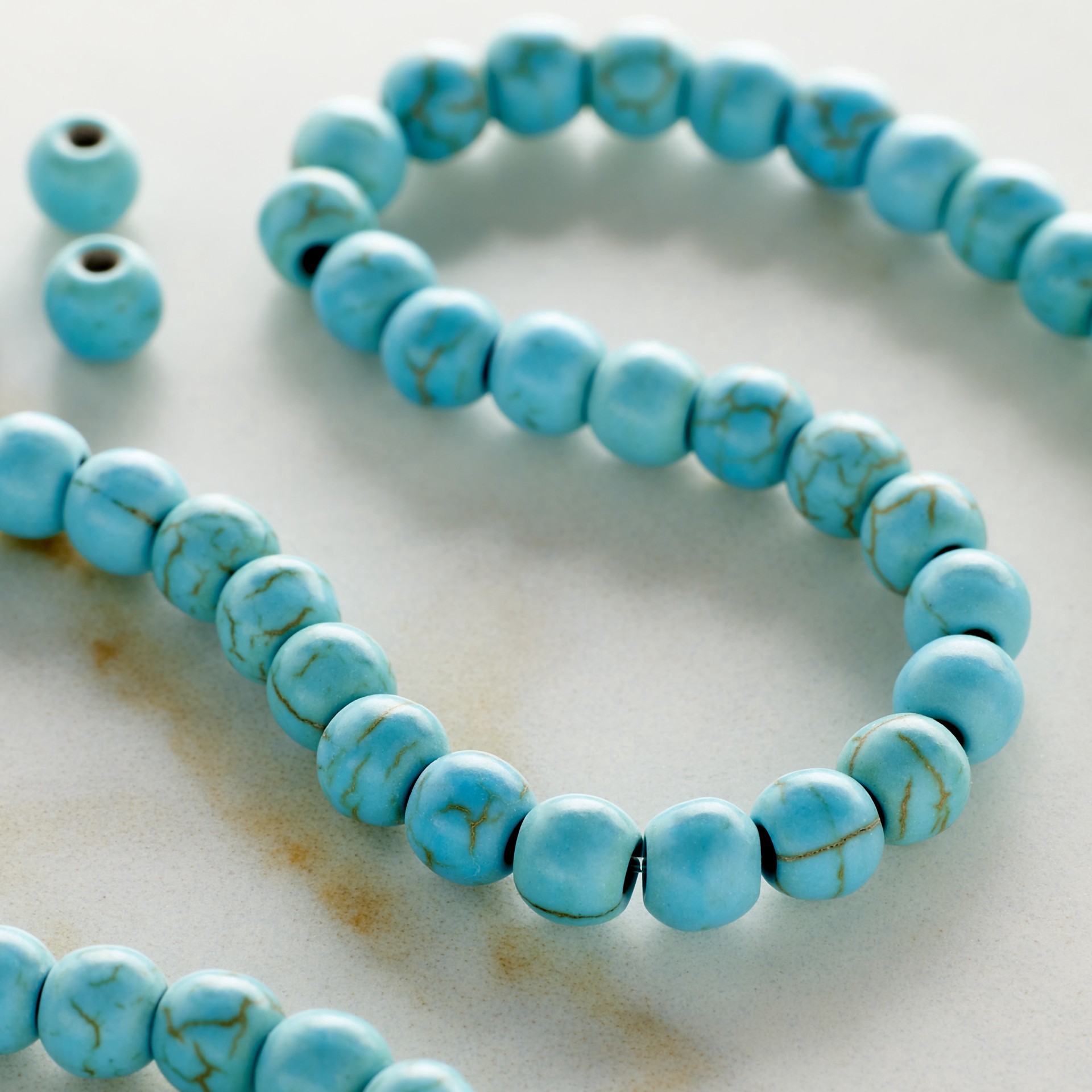 slide 3 of 3, Turquoise Dyed Howlite Rondelle Beads, 4mm By Bead Landing, 4 mm