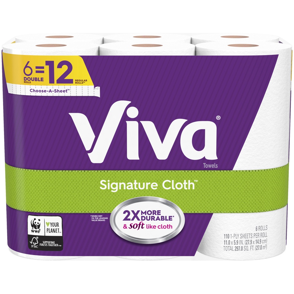 slide 1 of 3, Viva Signature Cloth Choose-A-Sheet Double Roll Paper Towels, 6 ct