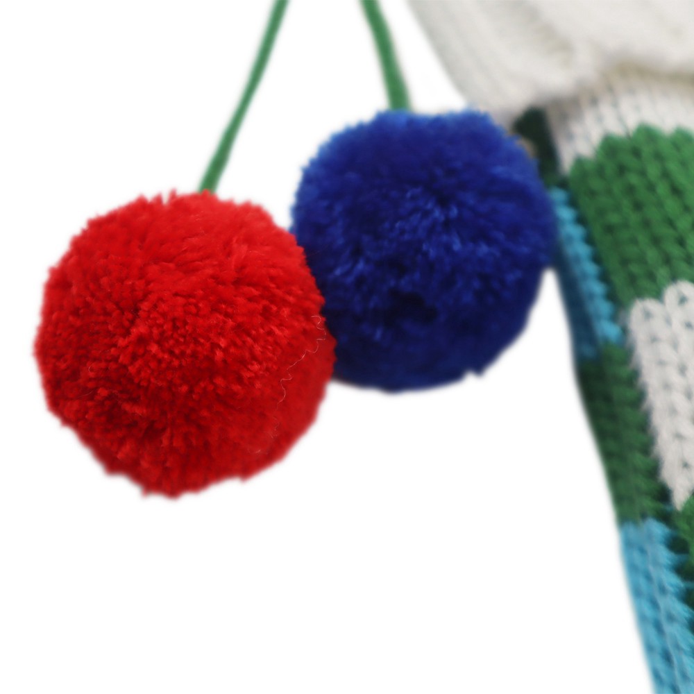 slide 2 of 3, 18.5" Green & Blue Checker Knit Stocking By Ashland, 18.5 in