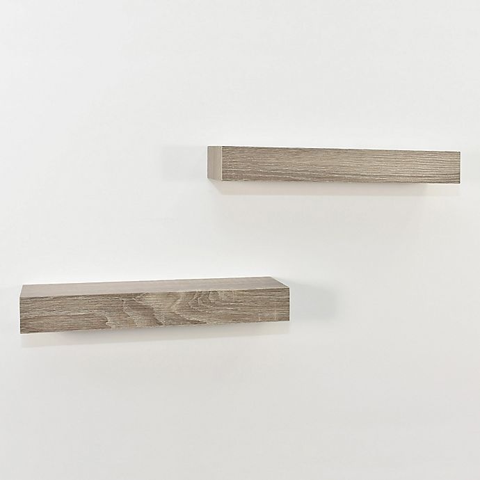 slide 4 of 4, SALT Rustic Wood Shelf Set - Grey, 2 ct