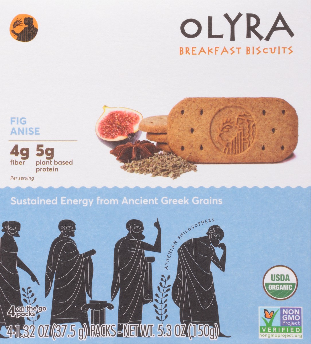 slide 9 of 9, Olyra Breakfast Biscuits, Organic, Fig Anise, On the Go, 4 Packs, Box, 1.32 oz