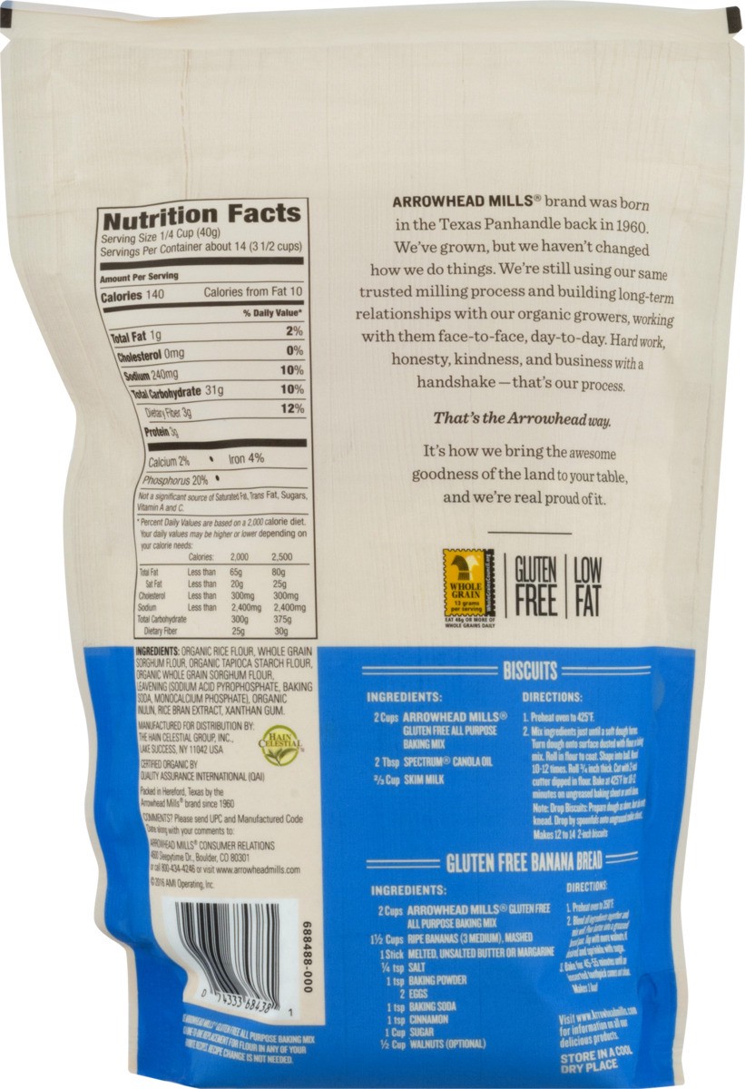 slide 9 of 9, Arrowhead Mills Organic All Purpose Baking Mix Gluten Free, 20 oz