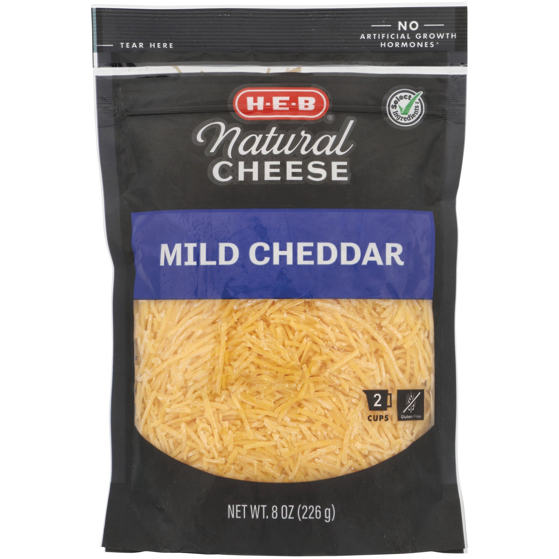 slide 1 of 1, H-E-B Mild Cheddar Fancy Shredded Cheese, 8 oz