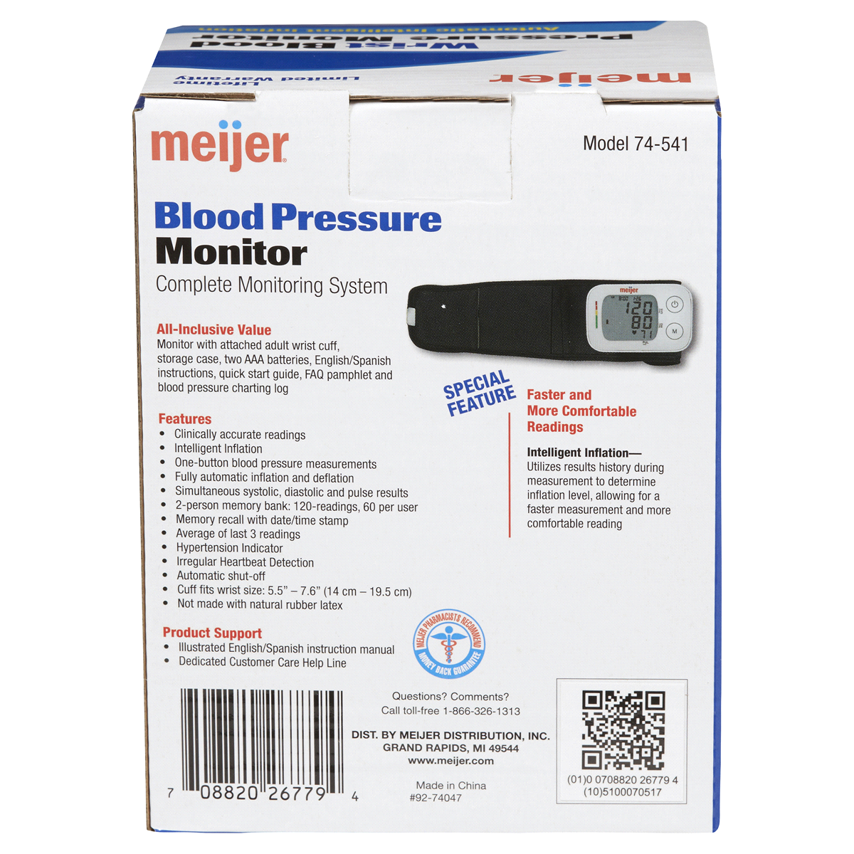 slide 4 of 4, Meijer Wrist Blood Pressure Monitor, 1 ct