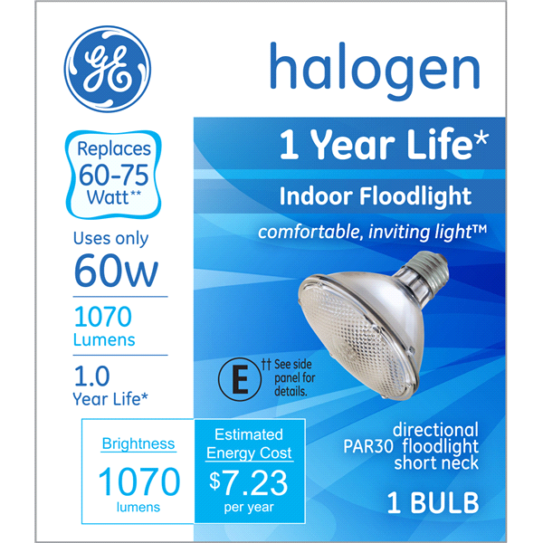 slide 1 of 1, GE Energy Efficient Halogen 48-Watt (50-60-Watt) Indoor Floodlight, 1 ct