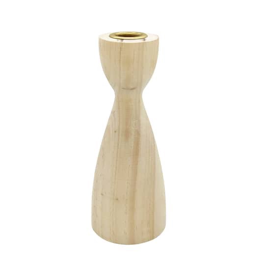 slide 1 of 2, Wood Hourglass Taper Candle Holder By Ashland, 2.8 in x 2.8 in x 7.3 in