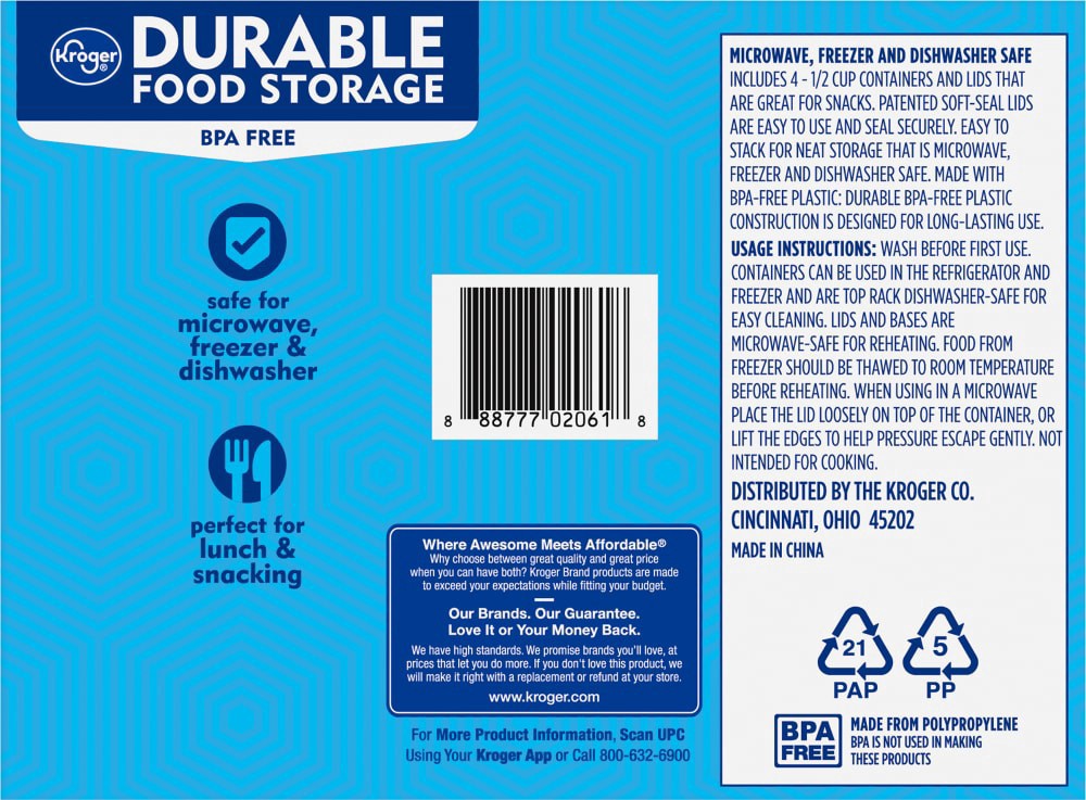 slide 2 of 2, Kroger Durable Food Storage Containers & Lids, 4 ct