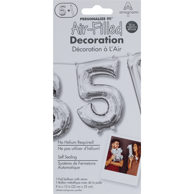 slide 1 of 1, AMSCAN Anagram Air Bln Number 5 Silver, 1 ct