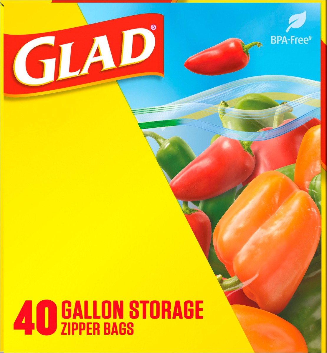 slide 4 of 9, Glad Large Gallon Storage Zipper Bags 40 ea, 40 ct