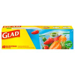 Glad Large Gallon Storage Zipper Bags 40 ea