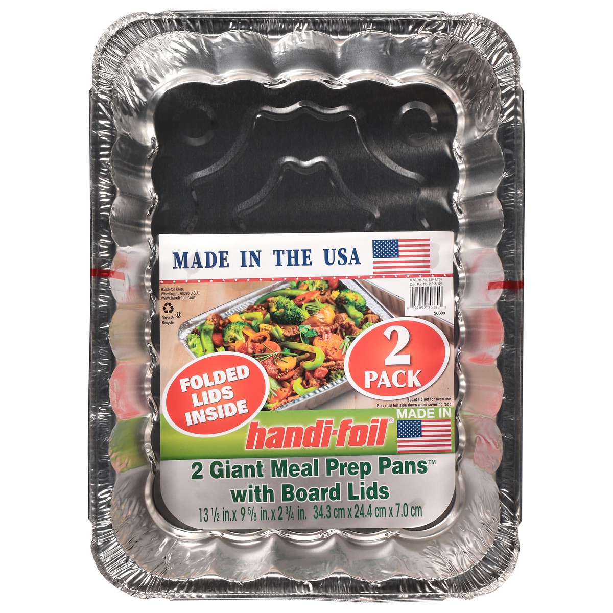 slide 1 of 12, Handi-foil Giant Meal Prep Pans with Board Lids 2 Each, 2 ct