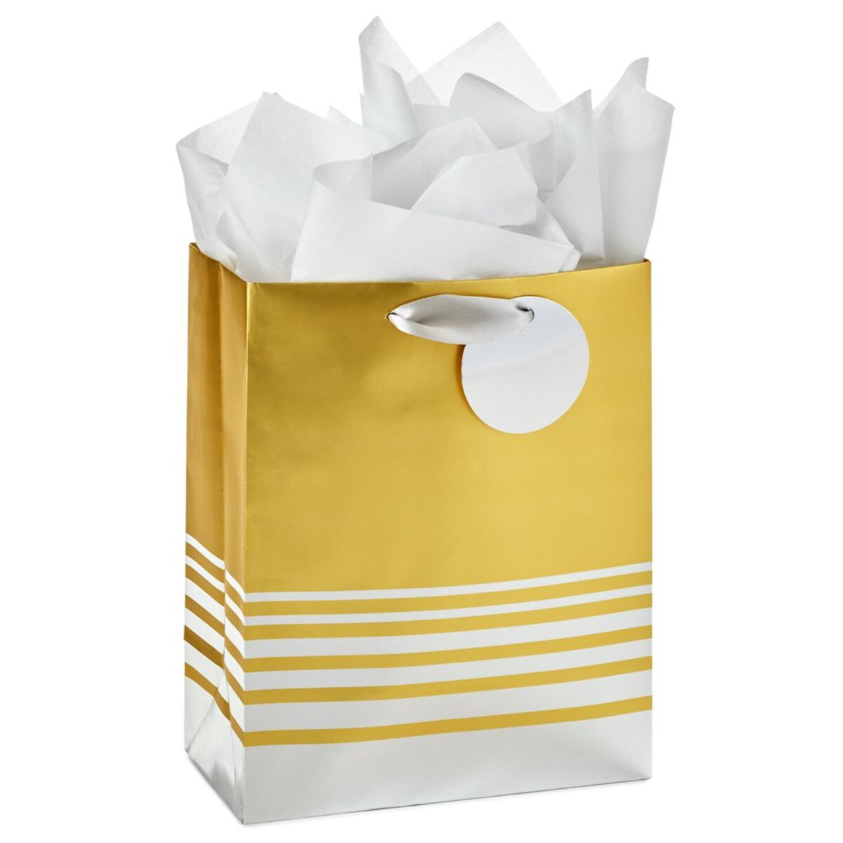 slide 1 of 3, Hallmark Medium Gift Bag with Tissue Paper, Silver and Gold Foil (63) (Birthdays, Bridal Showers, Weddings, All Occasion), 1 ct