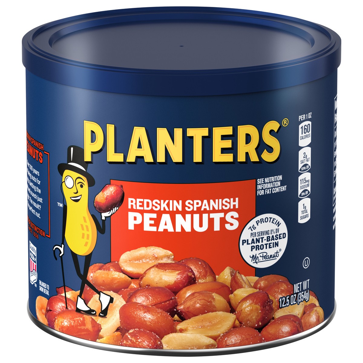 slide 1 of 9, Planters Redskin Spanish Peanuts, 12.5 oz Canister, 12.5 oz