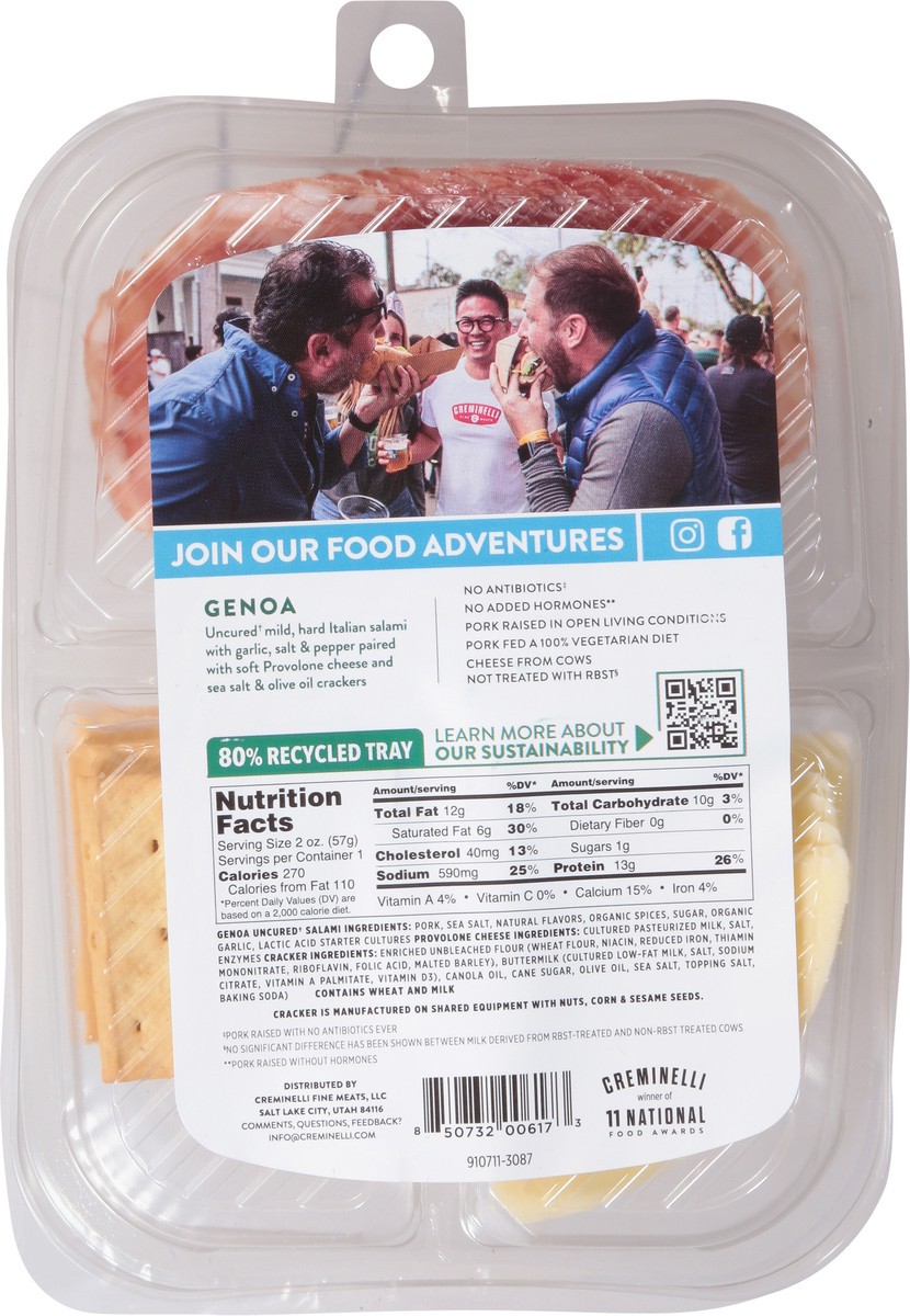slide 5 of 9, Creminelli Fine Meats Genoa with Provolone Cheese & Crackers 2 oz, 2 oz