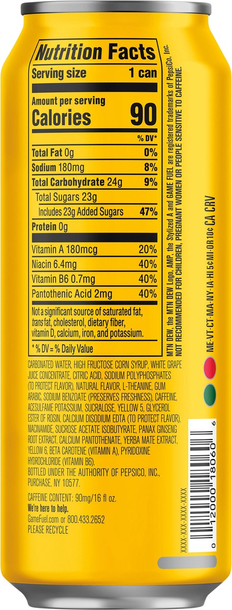 slide 4 of 4, Mountain Dew Game Fuel Energy Drink Charged Tropical Strike Tropical Flavored 16 Fl Oz Can, 16 fl oz