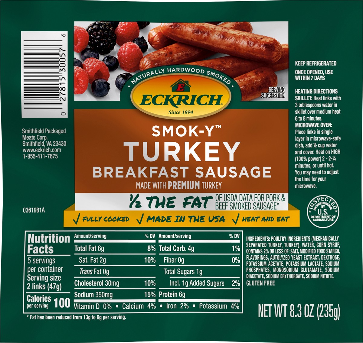 slide 3 of 7, Eckrich Smok-y Turkey Breakfast Sausage Links, 8.3 oz, 8.3 oz