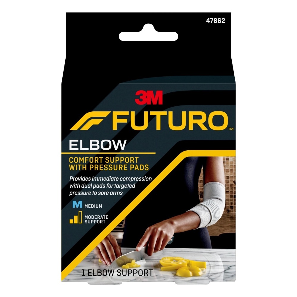slide 1 of 1, Futuro Medium Elbow Support With Pressure Pads, 1 ct