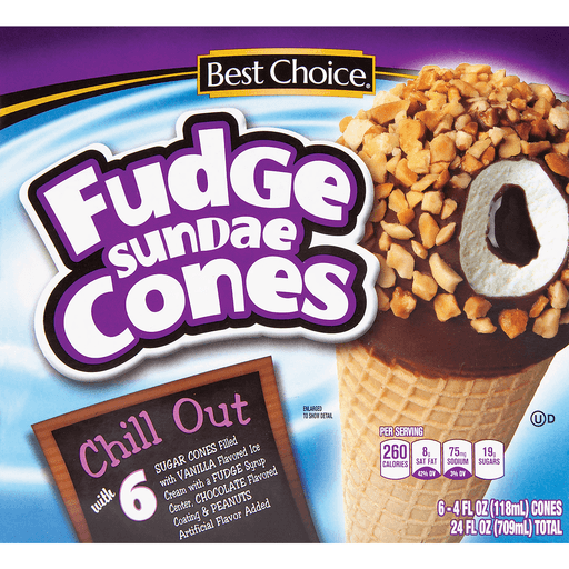 slide 1 of 1, Best Choice Fudge Sundae Cones, 6 ct