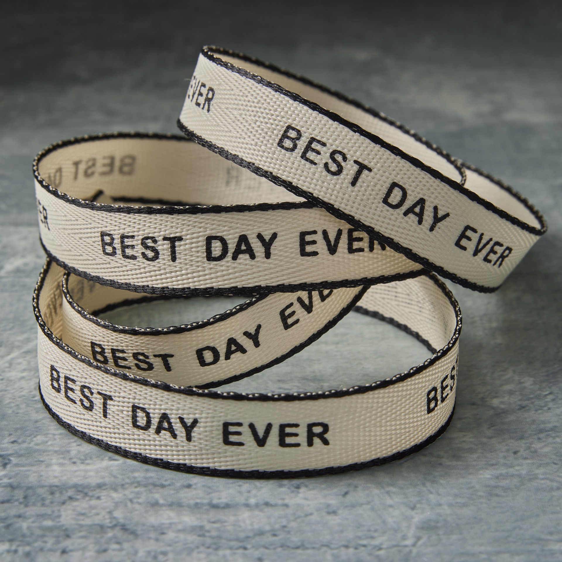slide 2 of 2, 5/8" X 7yd. Black Best Day Ever Faux Linen Ribbon By Celebrate It Classic, 5/8 in x 7 yd
