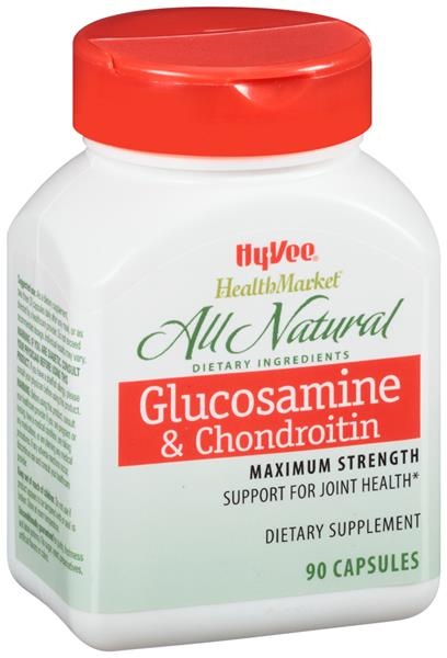 slide 1 of 1, Hy-Vee HealthMarket Glucosamine & Chondroitin Maximum Strength Dietary Supplement Capsules, 90 ct