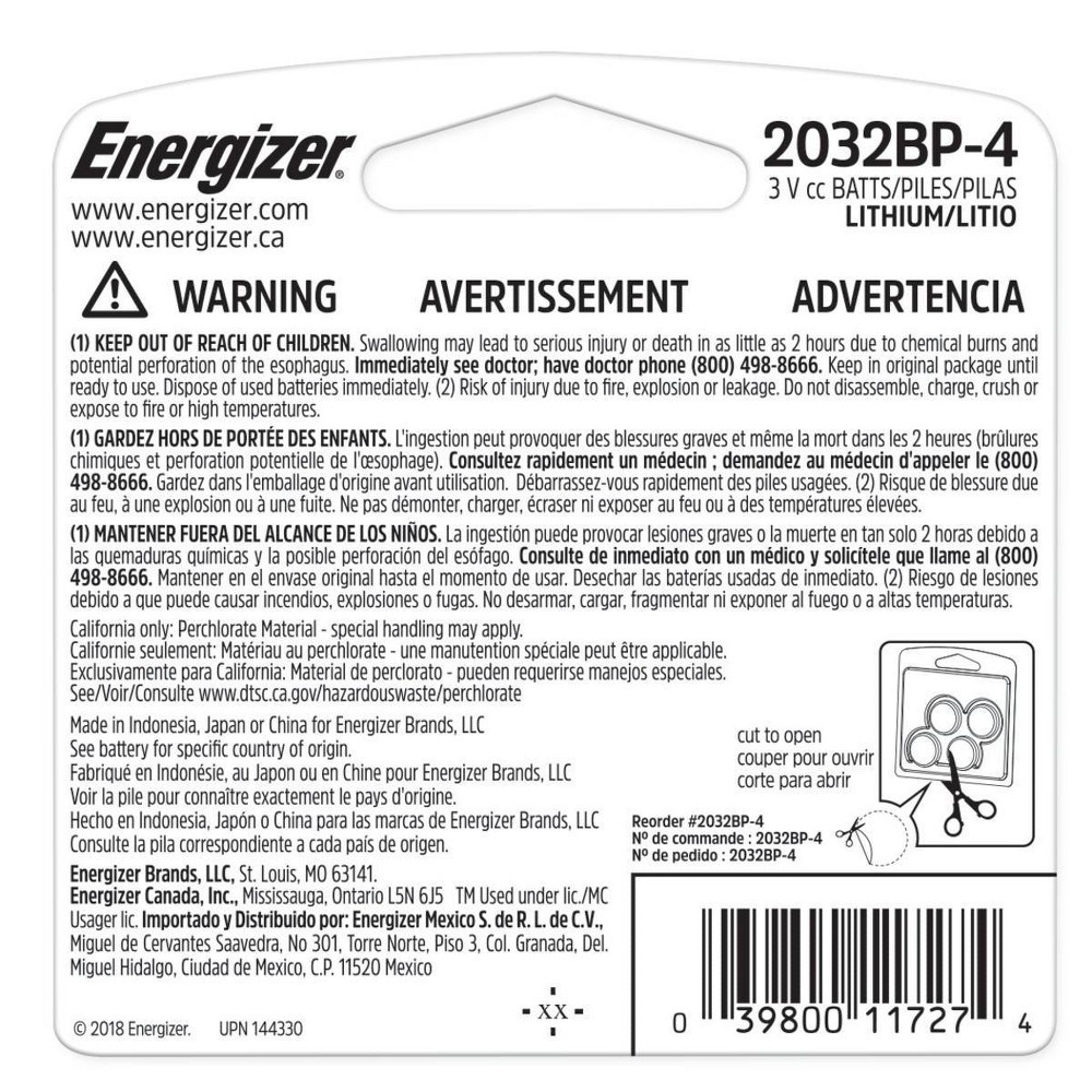 slide 2 of 3, Energizer 2032 Lithium Coin Batteries, 4 ct