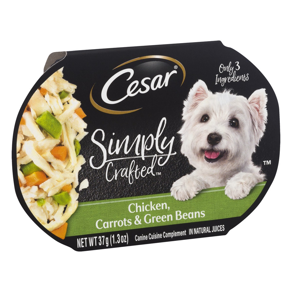 slide 5 of 9, CESAR Simply Crafted Adult Wet Dog Food Meal Topper, Chicken, Carrots & Green Beans, (10) 1.3 oz. Tubs, 1.3 oz