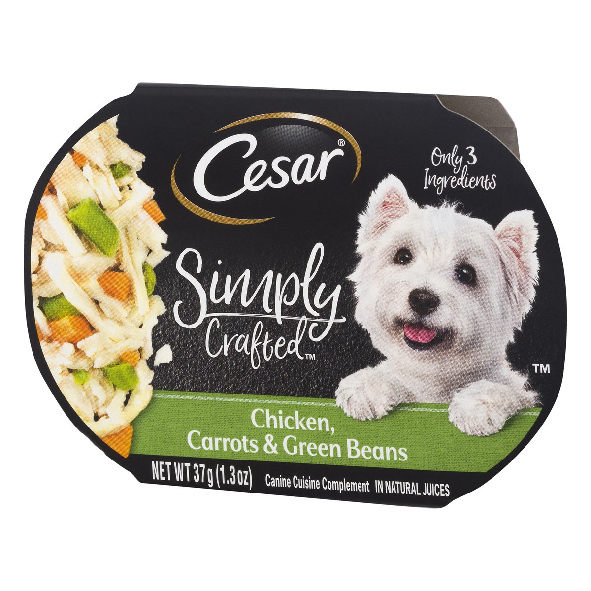 slide 6 of 9, CESAR Simply Crafted Adult Wet Dog Food Meal Topper, Chicken, Carrots & Green Beans, (10) 1.3 oz. Tubs, 1.3 oz