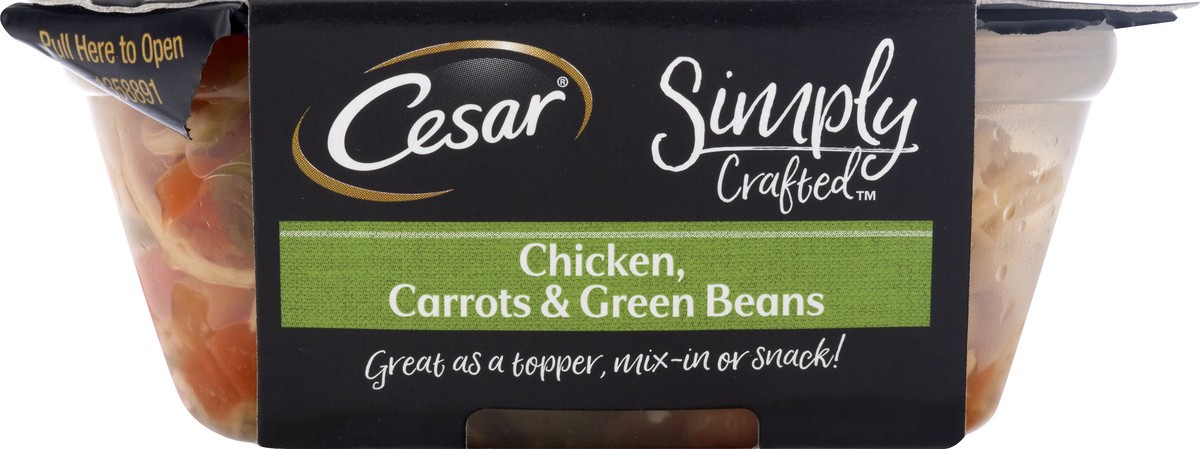 slide 2 of 9, CESAR Simply Crafted Adult Wet Dog Food Meal Topper, Chicken, Carrots & Green Beans, (10) 1.3 oz. Tubs, 1.3 oz